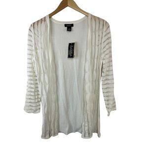 NWT Peck & Peck open front sweater. Off white with sheer and solid stripes.